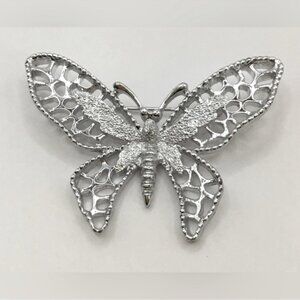 Vintage SARAH COVENTRY Silver tone BUTTERFLY Brooch